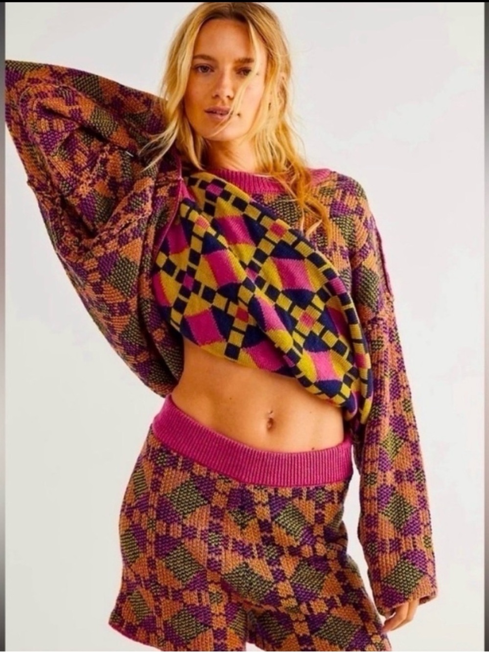 Free People Malibu Pattern Sweater set reversible